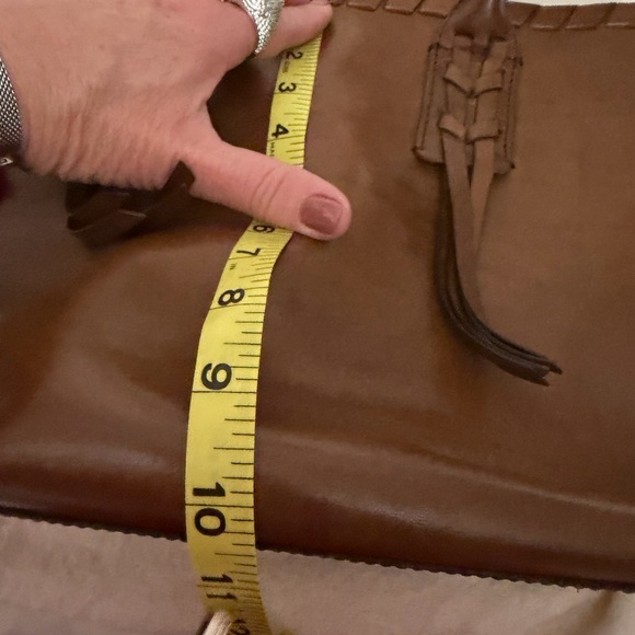 Frye Layla Concho Cognac Leather Shopper Tote Braided Detail - Picture 10 of 11